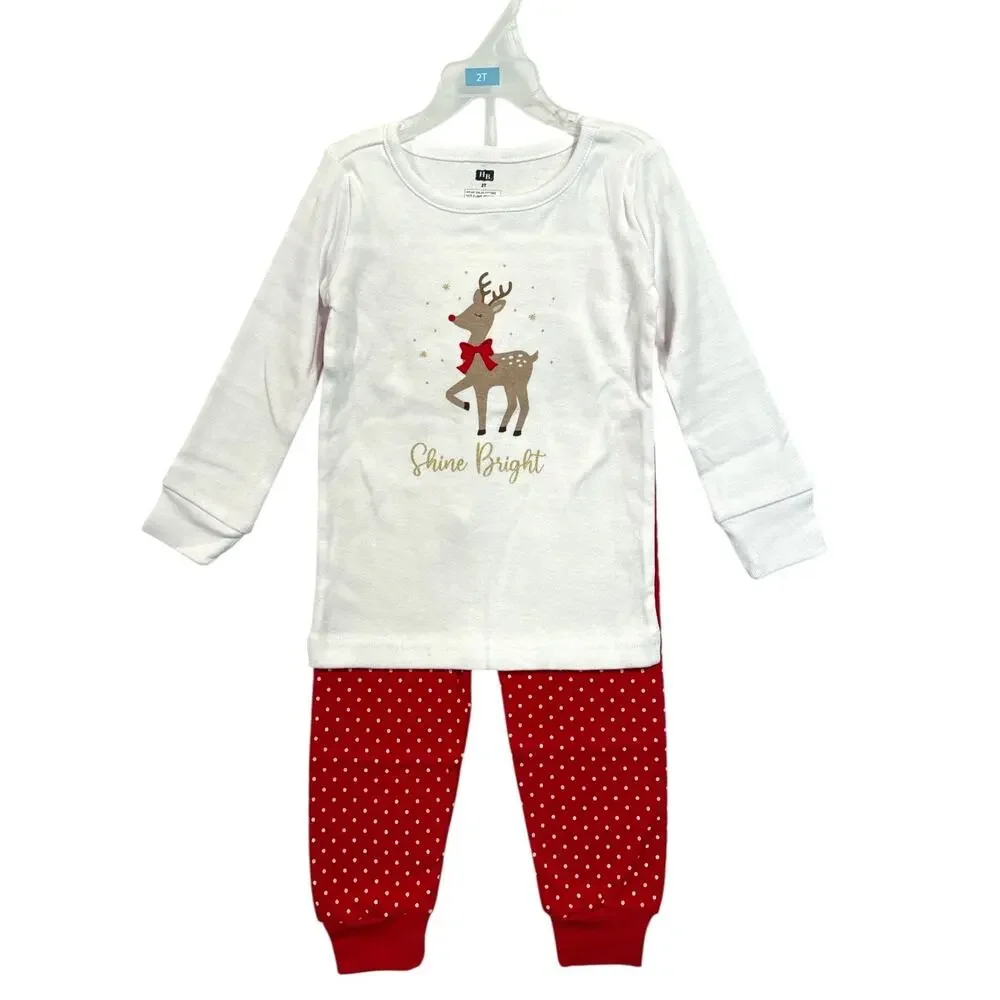 Hudson Baby 2T Christmas Pajama Set Rudolph Reindeer 2 Piece Cotton NWT